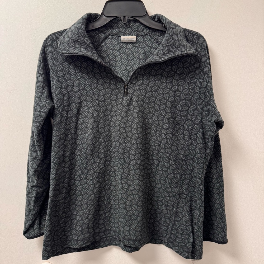Columbia Quarter Zip Gray Patterned Pullover Womens size Large